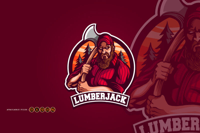 Lumberjack esport logo mascot gaming