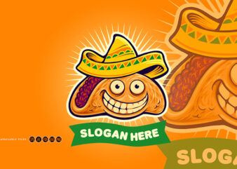 Funny mexican tacos logo mascot t shirt graphic design