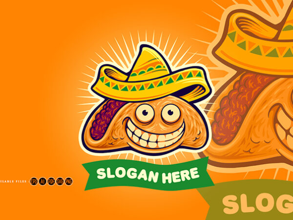 Funny mexican tacos logo mascot t shirt graphic design