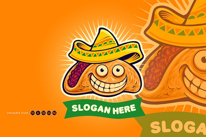 Funny mexican tacos logo mascot