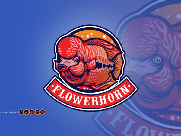 Flowerhorn fish esport logo mascot t shirt graphic design