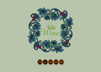 Elegant vintage wine floral label vector clipart