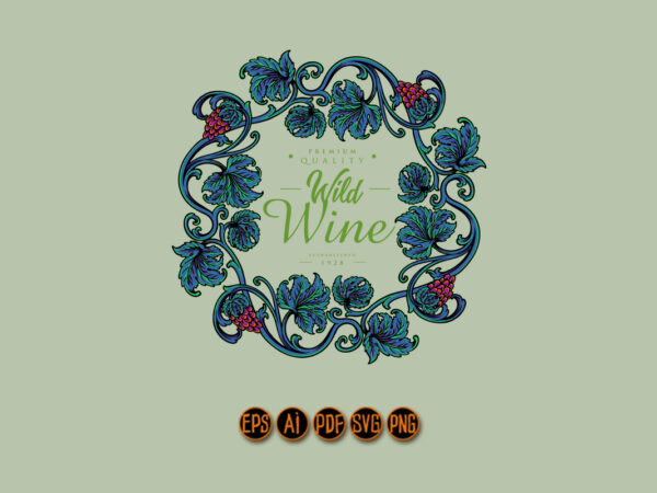 Elegant vintage wine floral label vector clipart