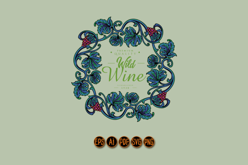 Elegant vintage wine floral label