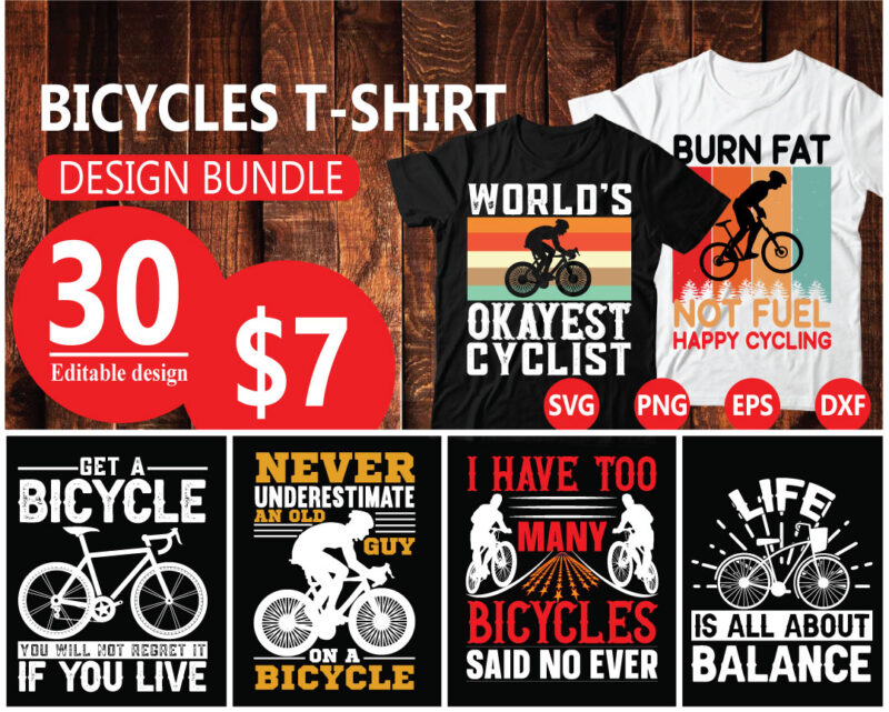 Bicycles t-shirt design bundle