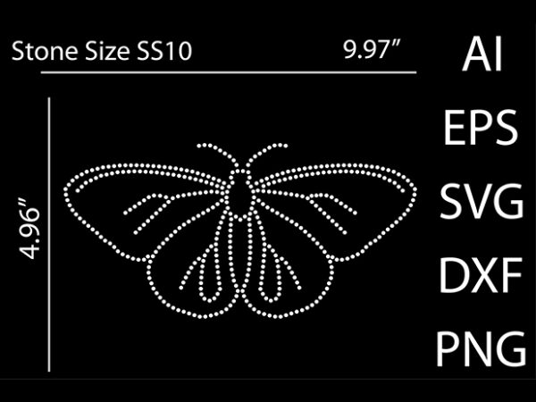 Butterflies rhinestone t-shirt design print template