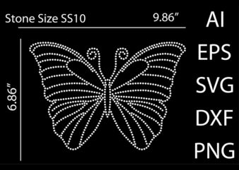 Butterflies Rhinestone T-shirt design Print Template