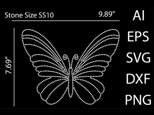 Butterflies rhinestone t-shirt design print template