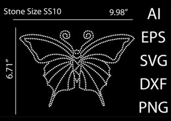 Butterflies Rhinestone T-shirt design Print Template