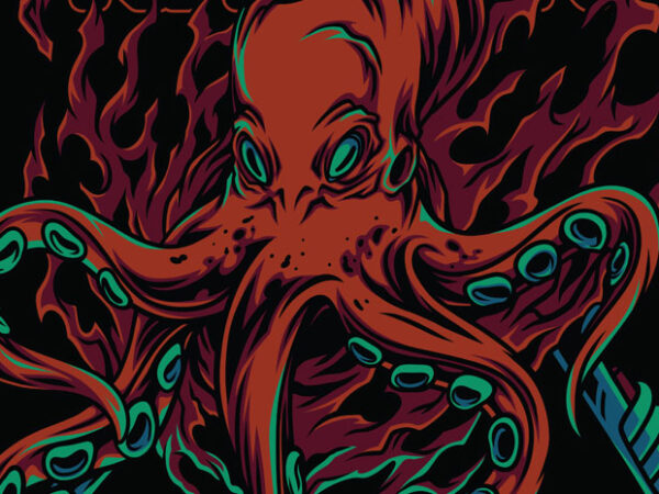 Prophetic kraken techwear mutant t-shirt design template