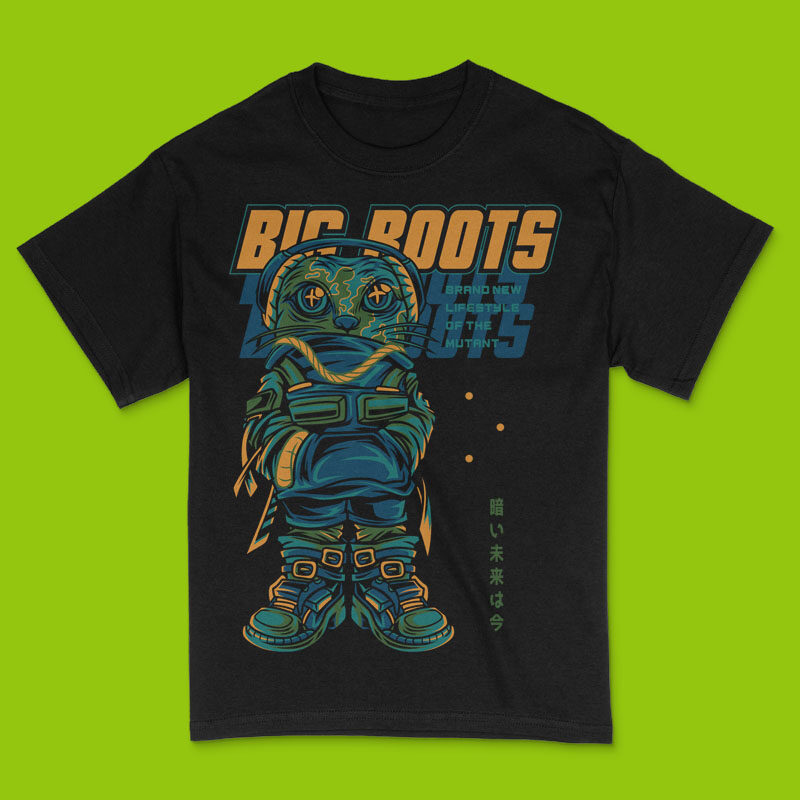 Big Boots Techwear Monster T-Shirt Design Template