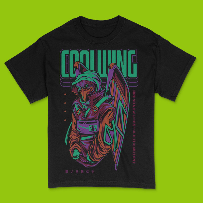Cool Wing Techwear Mutant T-Shirt Design Template