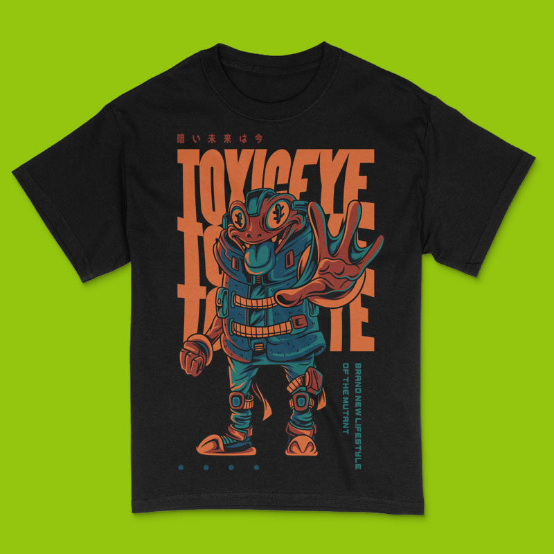 Toxic Eye Techwear Mutant T-Shirt Design Template