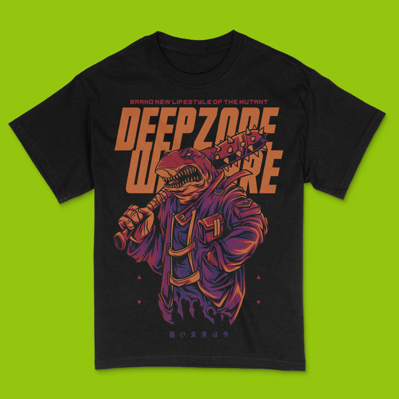 Deepzone Warfare Techwear Monster T-Shirt Design Template
