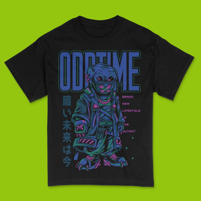 Odd Time Techwear Monster T-Shirt Design Template