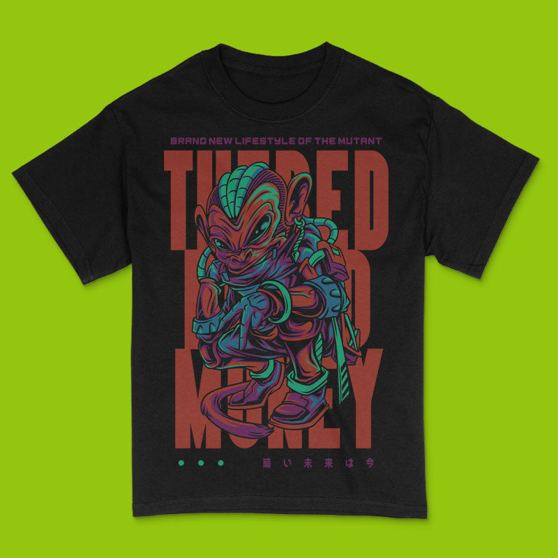 The Red Blood Monkey Techwear Monster T-Shirt Design Template