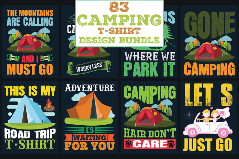 Camping T-shirt Design Bundle