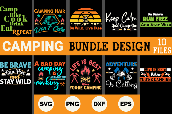 Camping t-shirt design bundle