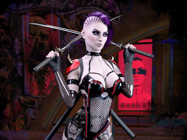 Cyberpunk samurai girl #01 t shirt vector file