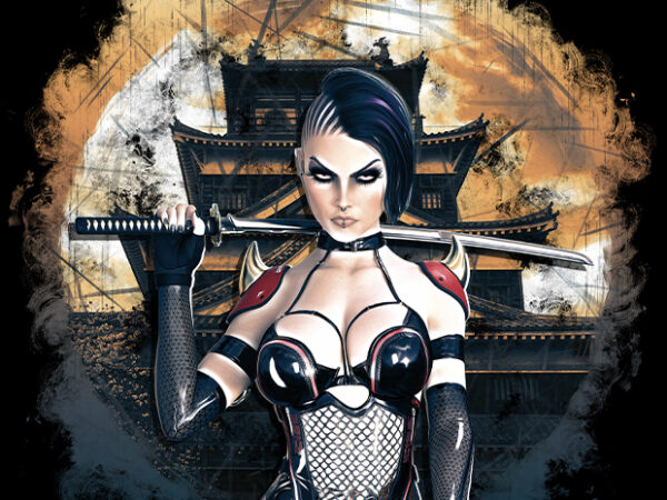 Cyberpunk samurai girl #02 t shirt vector file