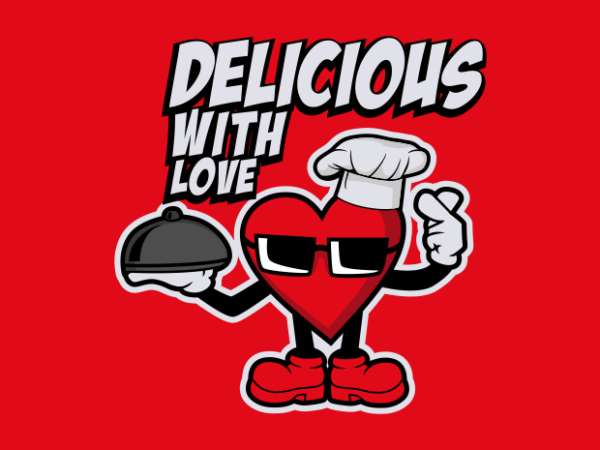 Delicius with love cartoon t shirt vector illustration