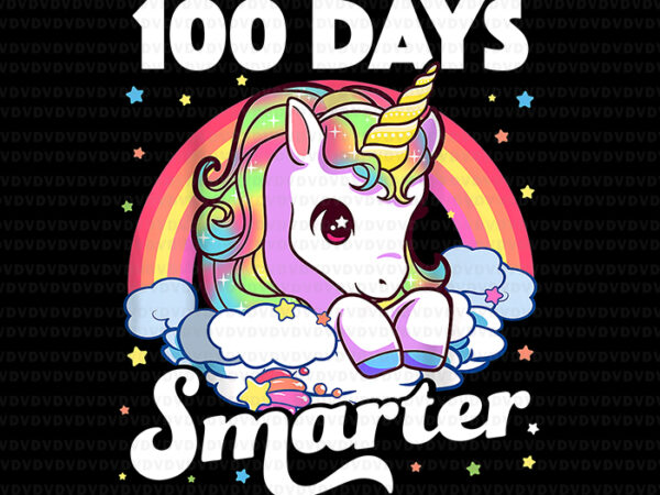 100 days smarter unicorn girls teacher png, 100th day of school png, unicorn png,
