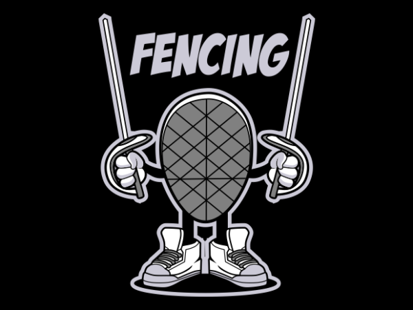 Fencing cartoon t shirt graphic design