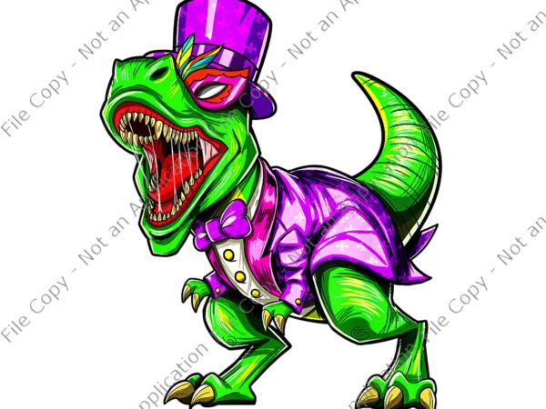 Mardi gras dinosaur trex png, dino t-rex png, mardi gras png, dinosaur trex png t shirt designs for sale