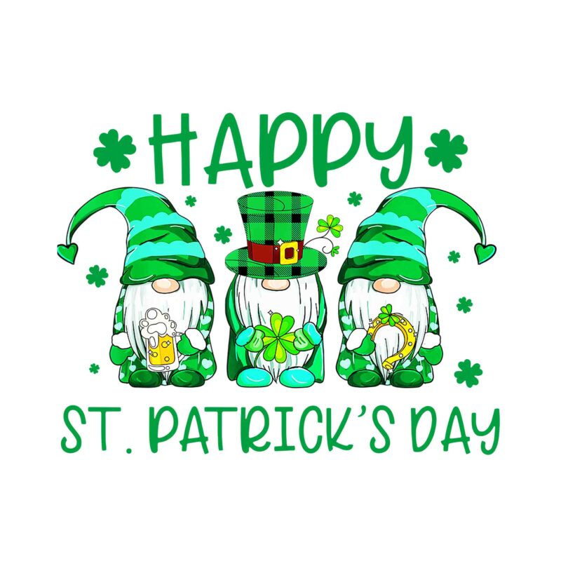 Three Gnomes Holding Shamrock Leopard Plaid St Patrick’s Day Png, Three Gnomes Patrick’s Day Png, Patrick’s Day Png