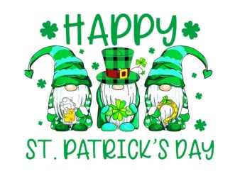 Three Gnomes Holding Shamrock Leopard Plaid St Patrick’s Day Png, Three Gnomes Patrick’s Day Png, Patrick’s Day Png