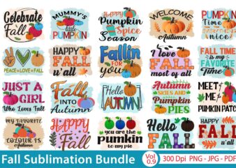 Fall T-shirt Design Bundle, Fall Sublimation Bundle, Fall Fall Design for T-Shirt, Hoodies, Mugs, and more merchandising