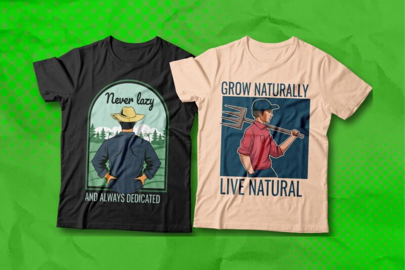 Farmer Illustration T-shirt Designs Bundle, Farmer Vector Graphic Tee Shirt, Farmer Slogans Quotes for T shirt, Agriculture T-shirt Designs, Agrarian T-shirt Design,