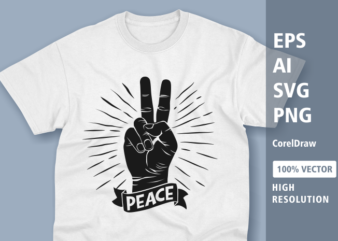 Classic peace fingers symbol with vintage style Free Vector – graphic t shirt