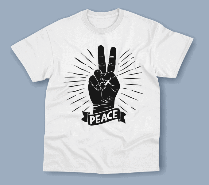 Classic peace fingers symbol with vintage style Free Vector – graphic t shirt