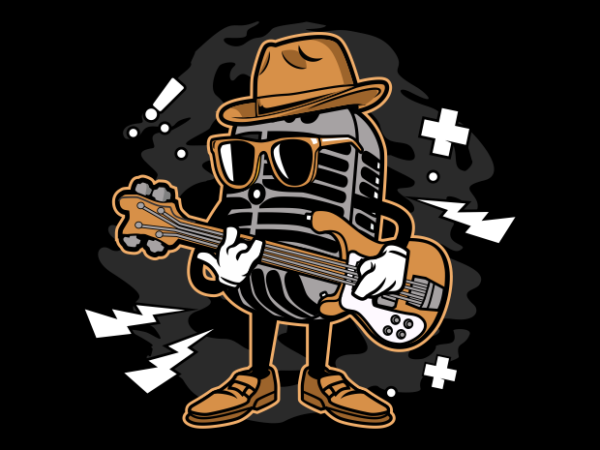 Guitarist cartoon t shirt design template