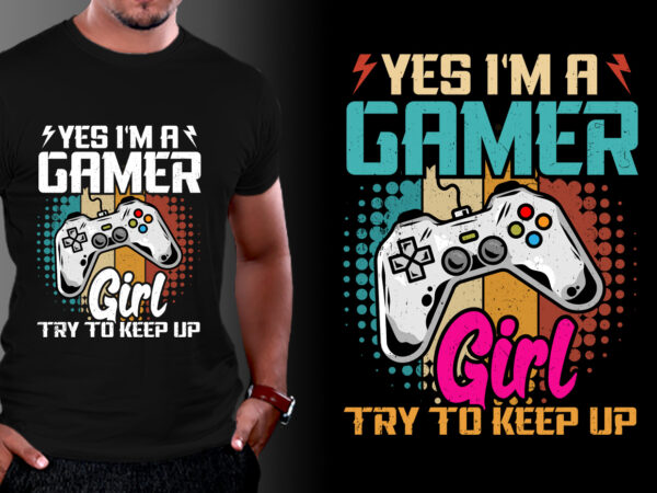 Gamer girl video game lover t-shirt design