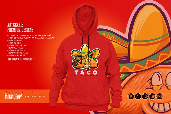 Cute mexican tacos logo mascot