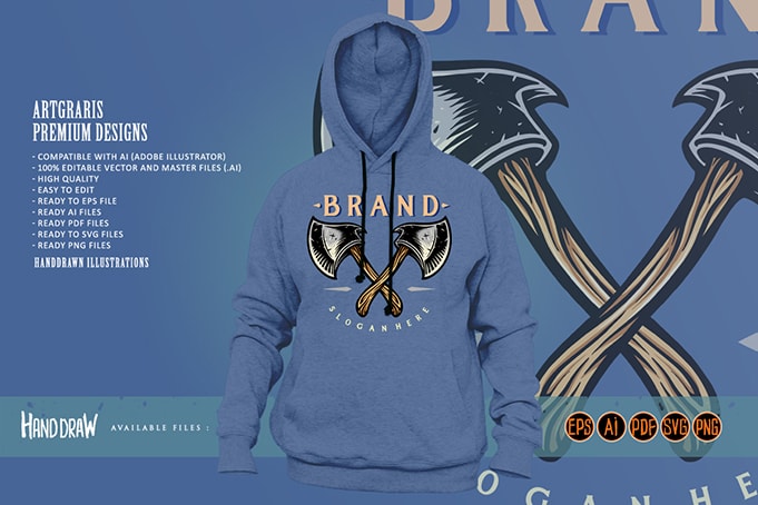 Lumberjack wooden axe woodworking Logo