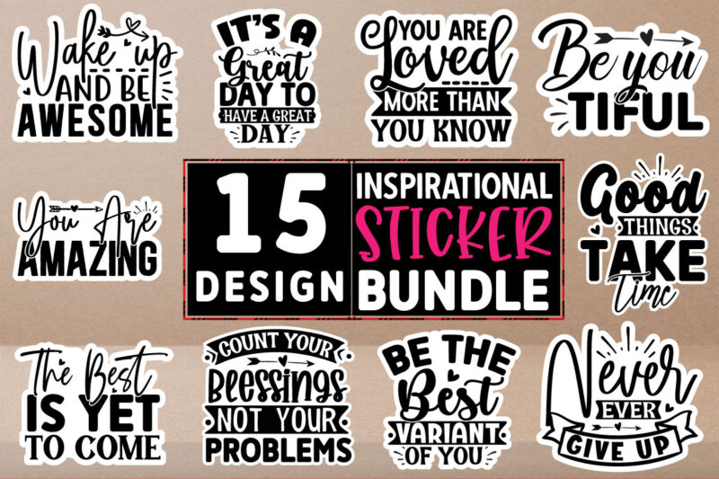 Inspirational stickers Design Bundle