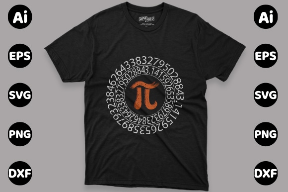 Pi day print template t shirt illustration