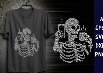 Skull Rhinestone T-shirt design Print Template