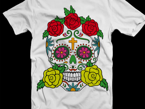 Heart shape skull with roses t-shirt design template, calavera skull svg, halloween svg, day of the dead, halloween, halloween party svg, skull svg, mandala skull svg, mexican skull vector, skull