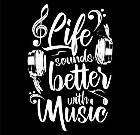 Life sounds better with music, happy, cheerful, t shirt design, t shirt design for commercial use
