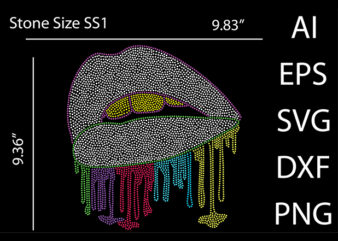 Lips Rhinestone design Print Template