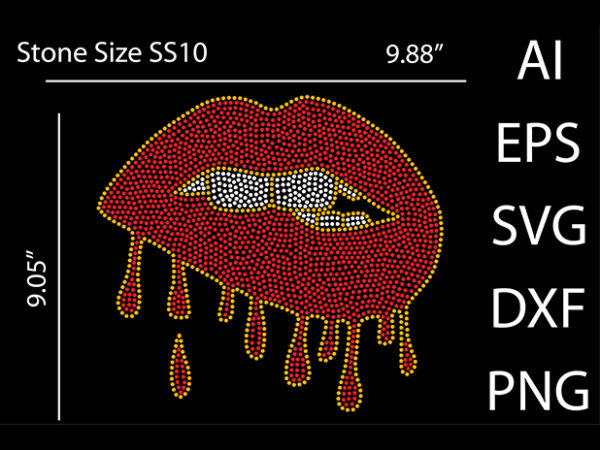 Lips rhinestone design print template