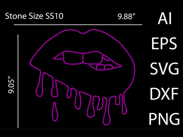 Lips rhinestone design print template