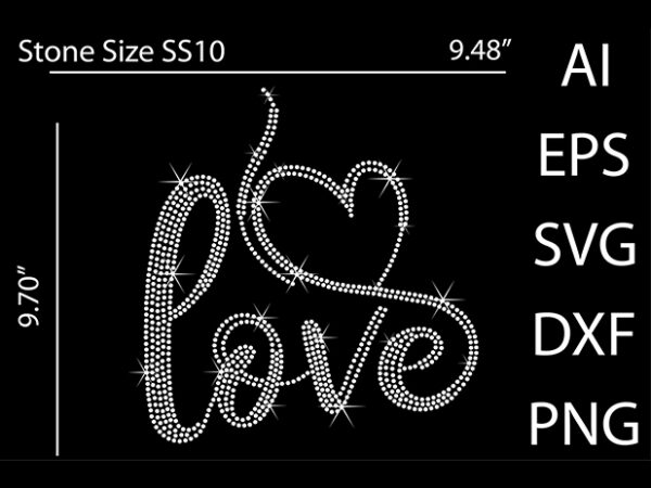 Love rhinestone design print template