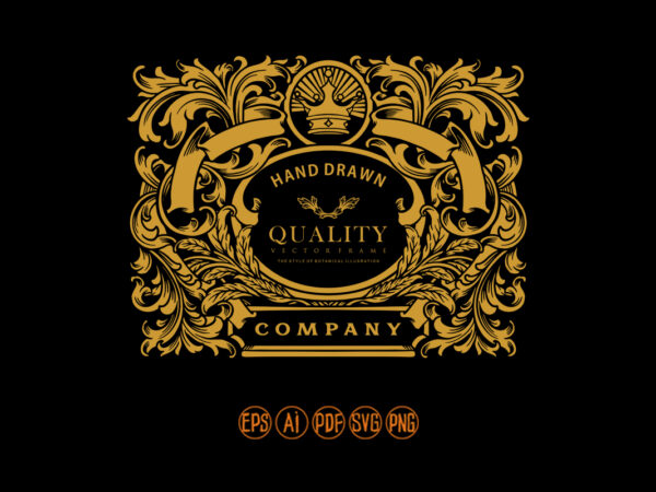 Luxury gold vintage label flourish illustrations t shirt vector graphic Luxury gold vintage label flourish illustrations t shirt vector graphic