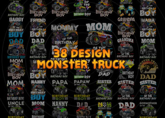 38 Bundle Monster Truck Png, Boy Monster Truck Birthday png, Matching Family of the birthday Boy png, Gift for son, Monster Truck Lovers.