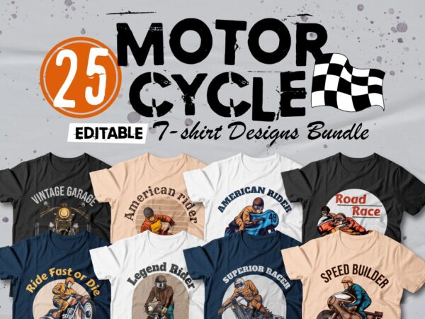 Motorcycle t-shirt designs bundle editable text, rider t-shirt, riding tee shirt design, motorcycle vector graphic tees,